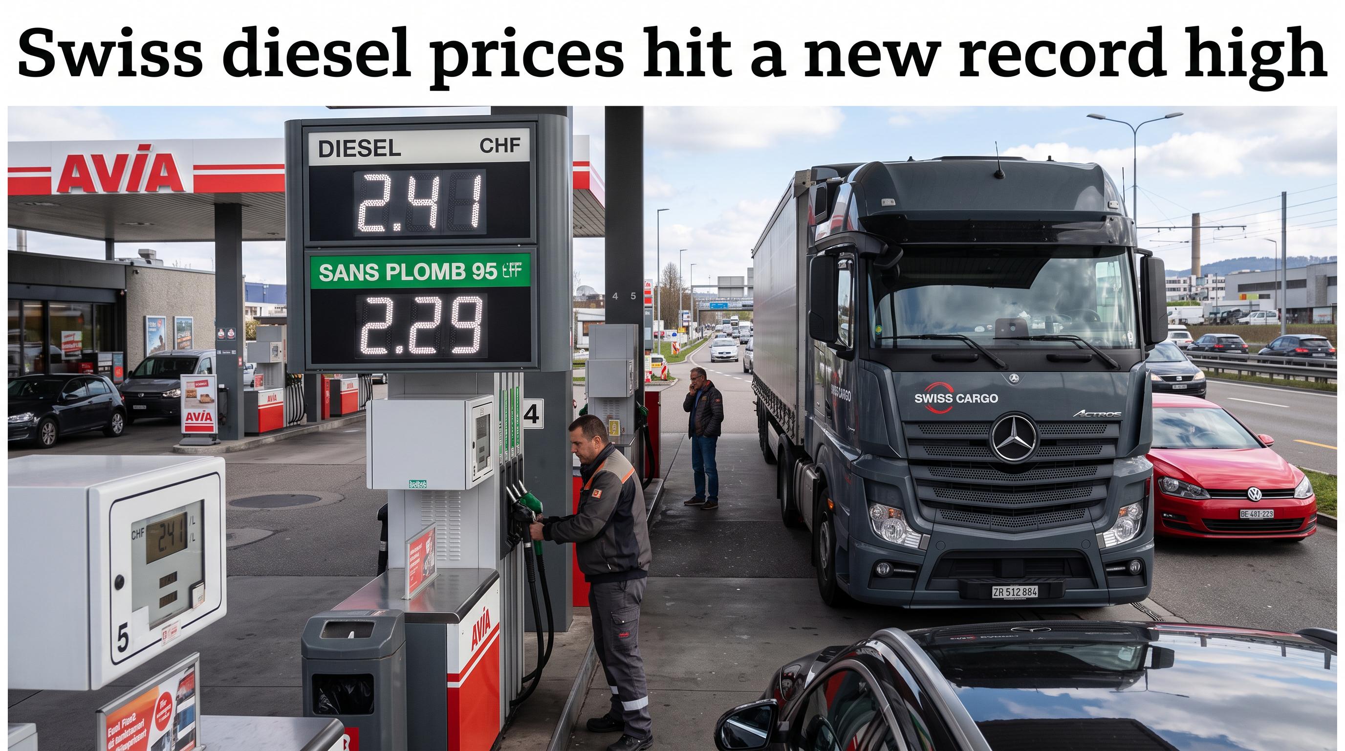 Swiss diesel prices hit a new record high