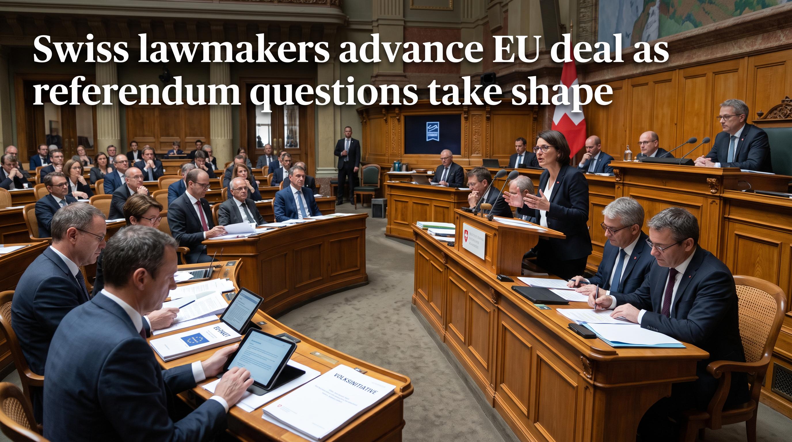 Swiss lawmakers advance EU deal as referendum questions take shape