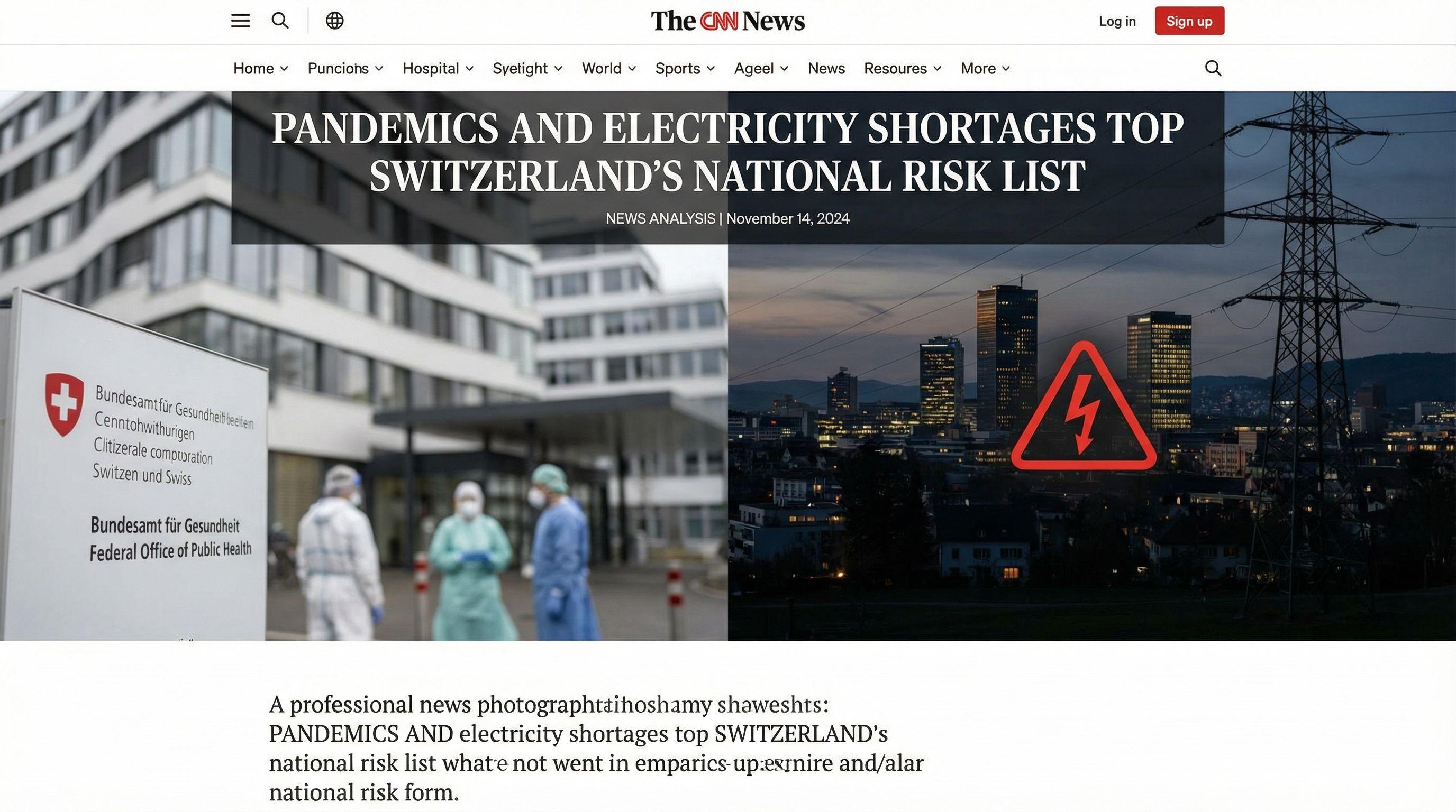 Pandemics and Electricity Shortages Top Switzerland's National Risk List