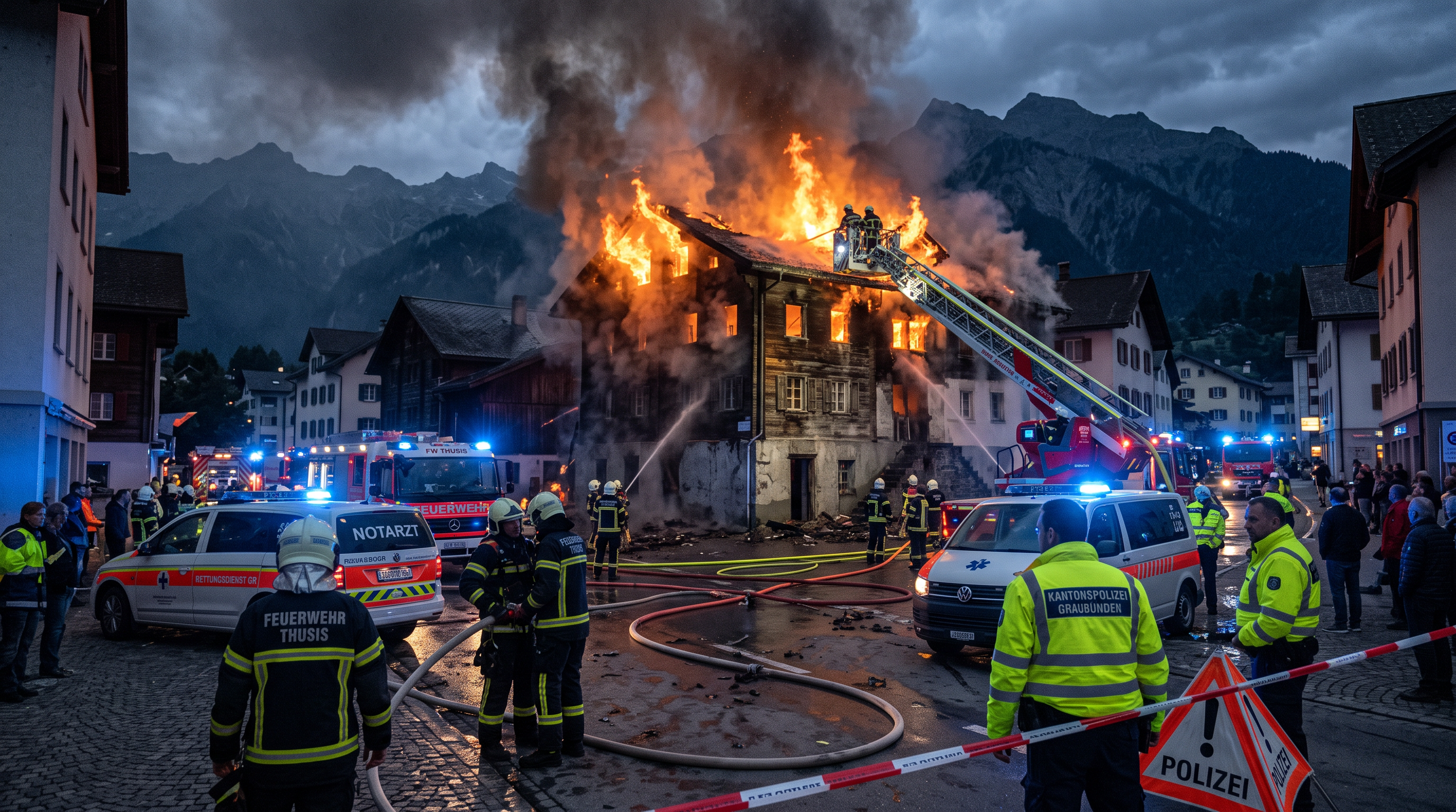 Five people missing after major fire in Graubünden