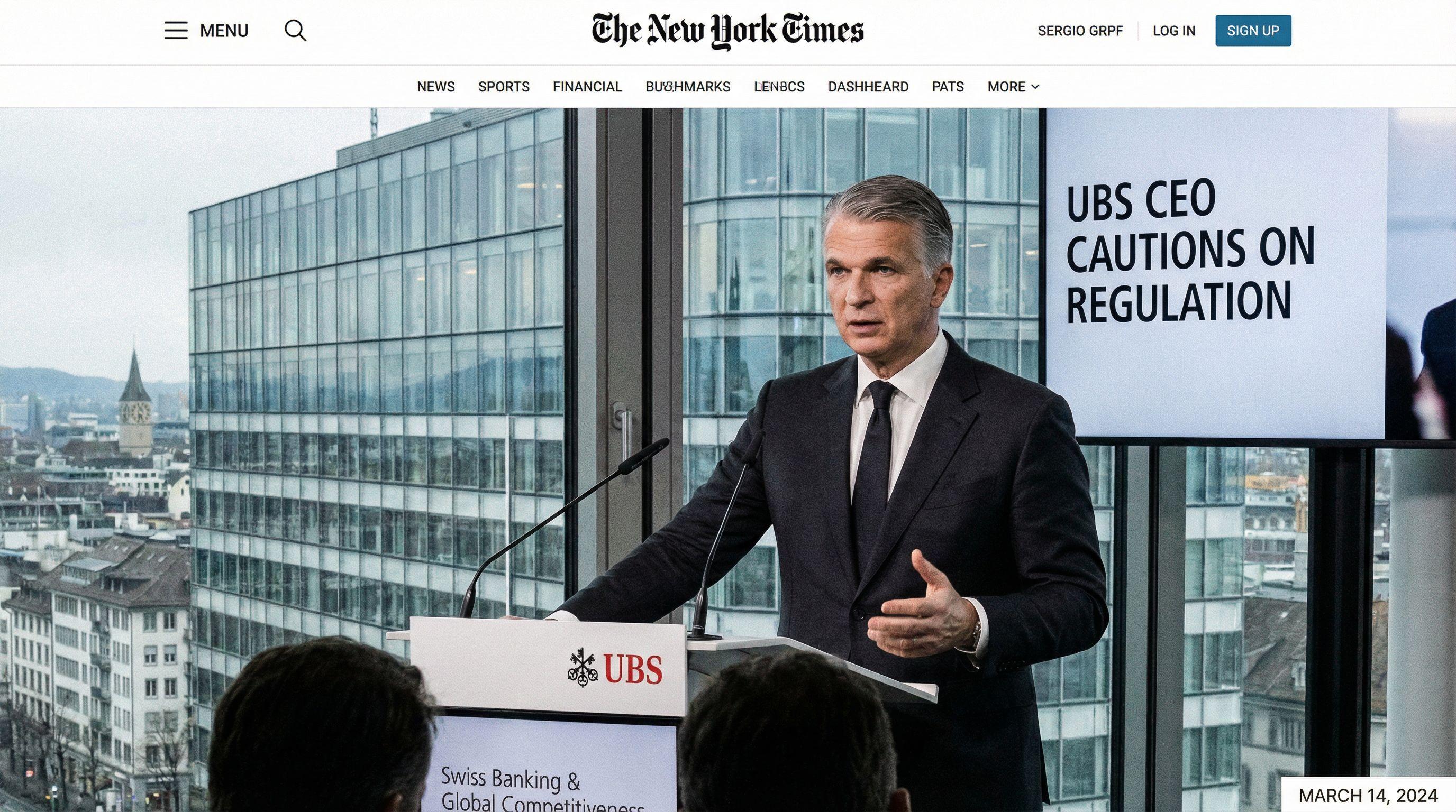 UBS CEO Warns Against Over-Regulation of Swiss Banking Sector