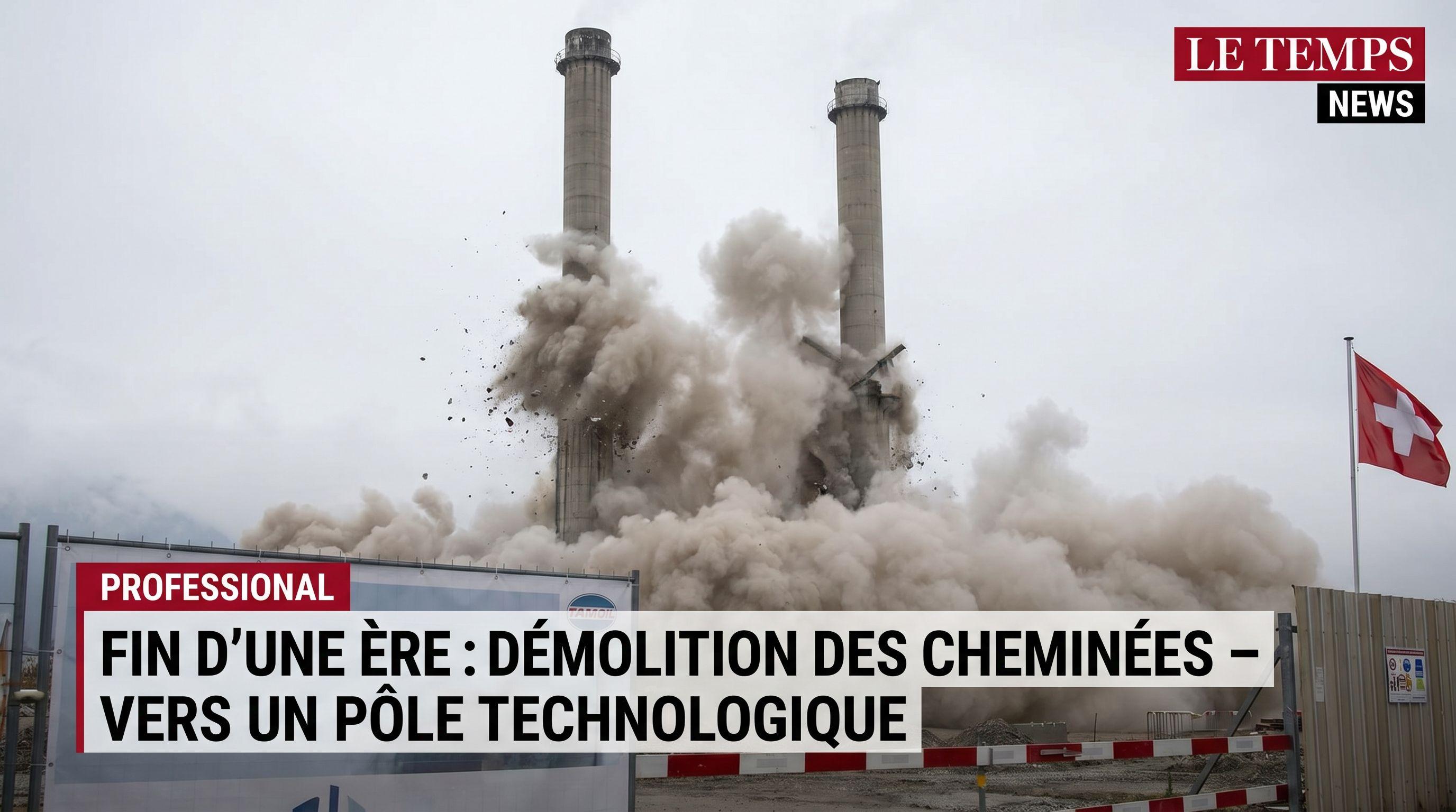 End of an Era: Valais Refinery Chimneys Demolished to Make Way for Tech Hub