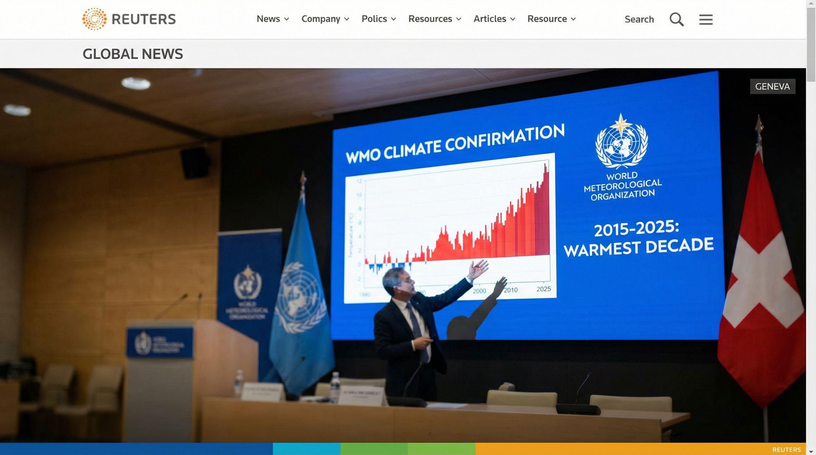 Geneva-Based WMO Confirms 2015-2025 Was Hottest Decade on Record