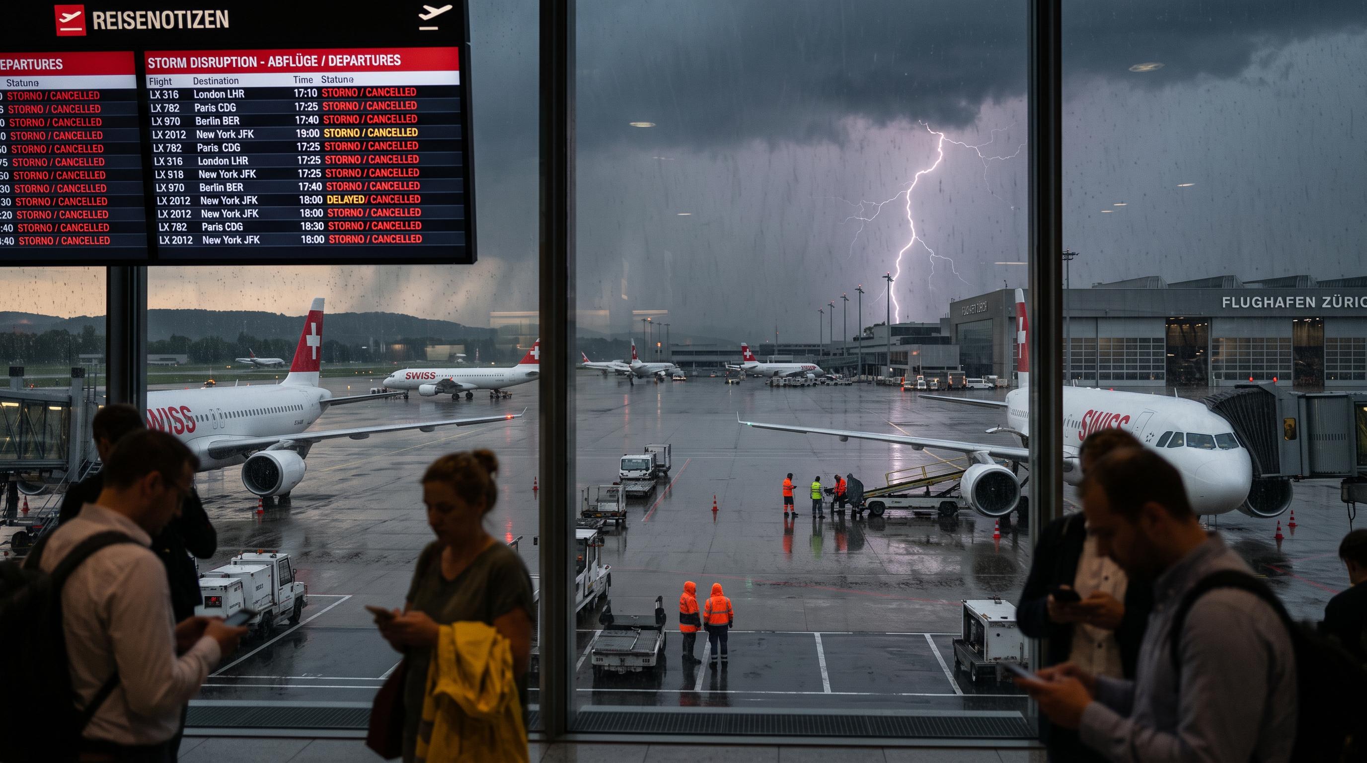 Storm disrupts Zurich Airport as dozens of flights are cancelled