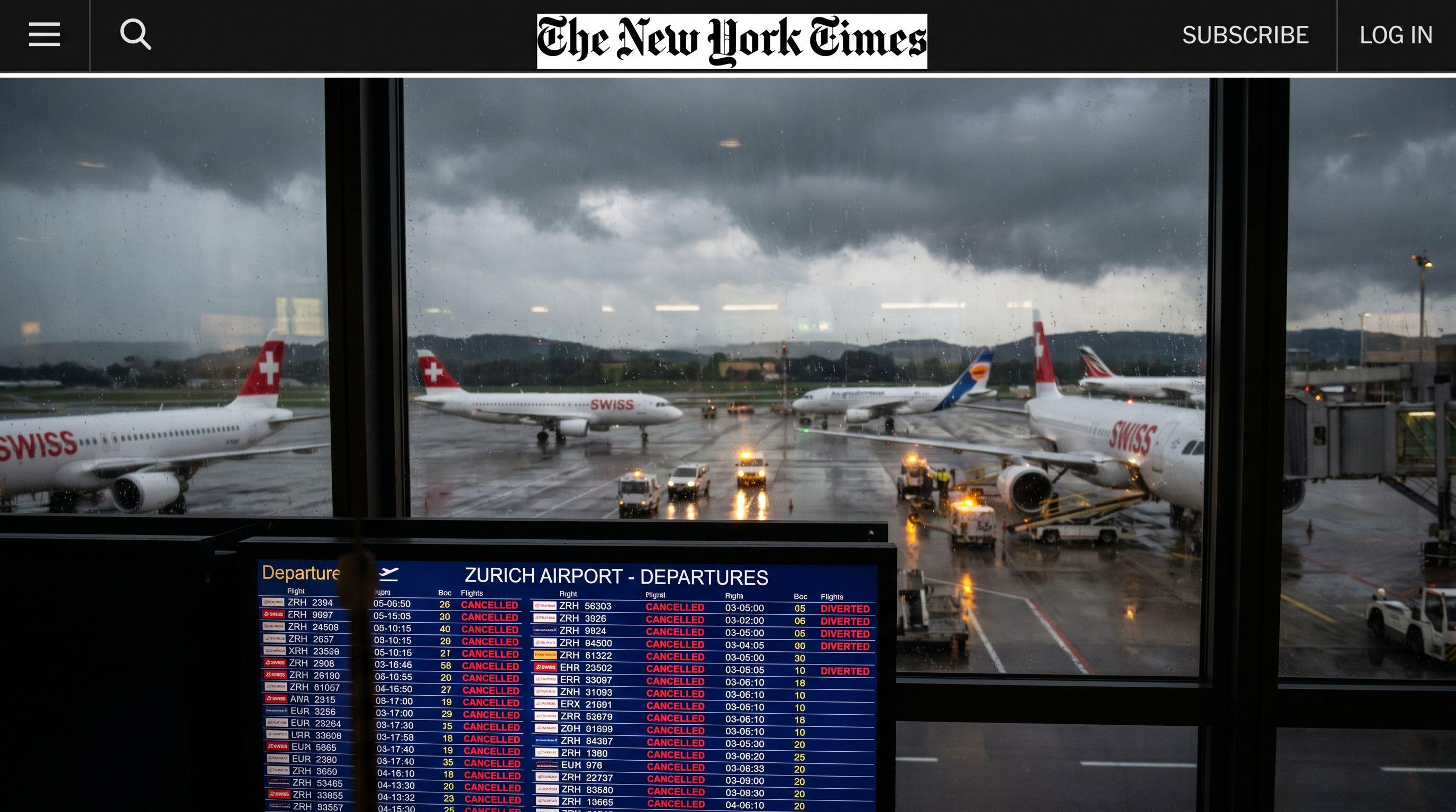 Thunderstorms Wreak Havoc at Zurich Airport, Causing 70 Cancellations and Diversions