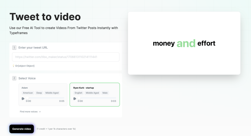 tweet to video ai screenshot