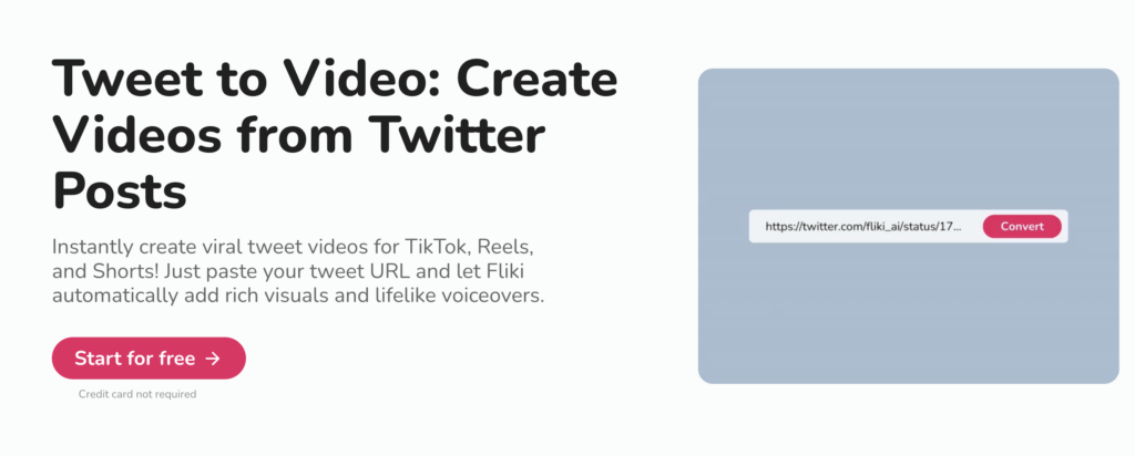 tweet to video by fliki