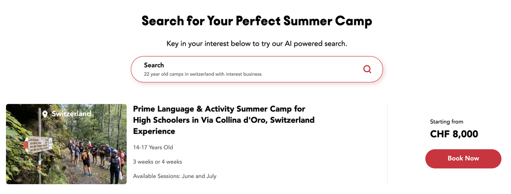 search for your perfect summer camp